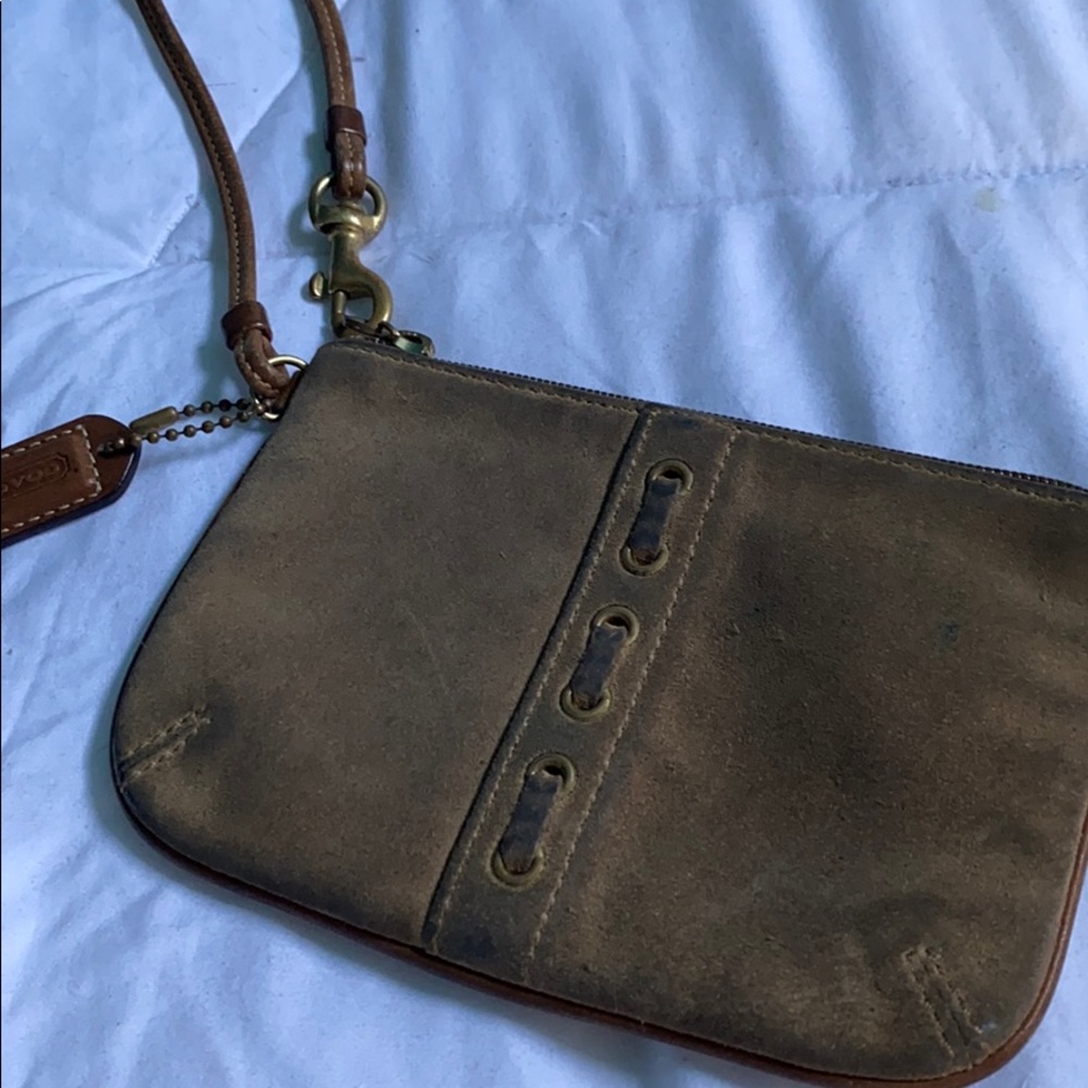 Suede wristlet